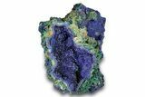 Sparkling Azurite Crystals on Fibrous Malachite - China #274682-1
